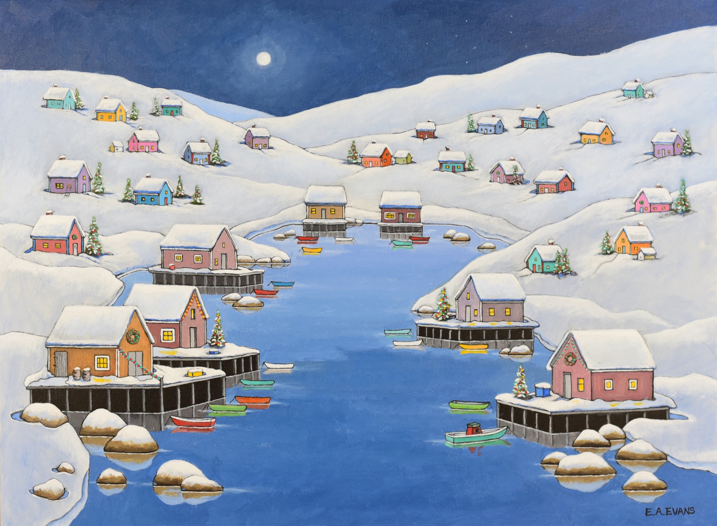 Silent Night – acrylic on canvas, 22 × 30 in, E.A. Evans